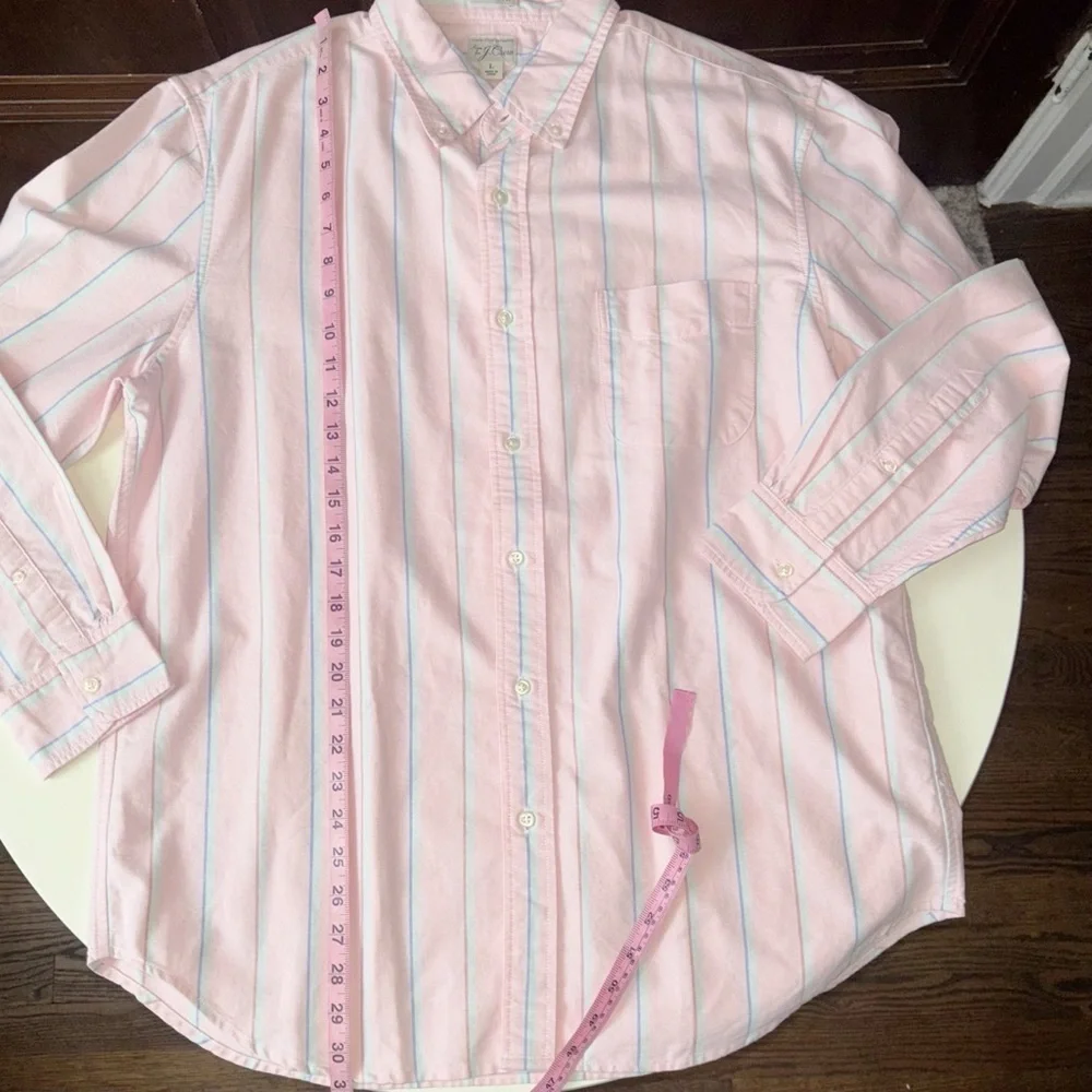 J. Crew Men’s Oxford Stripe Button Down Shirt Size Large New Pink Relaxed Fit
